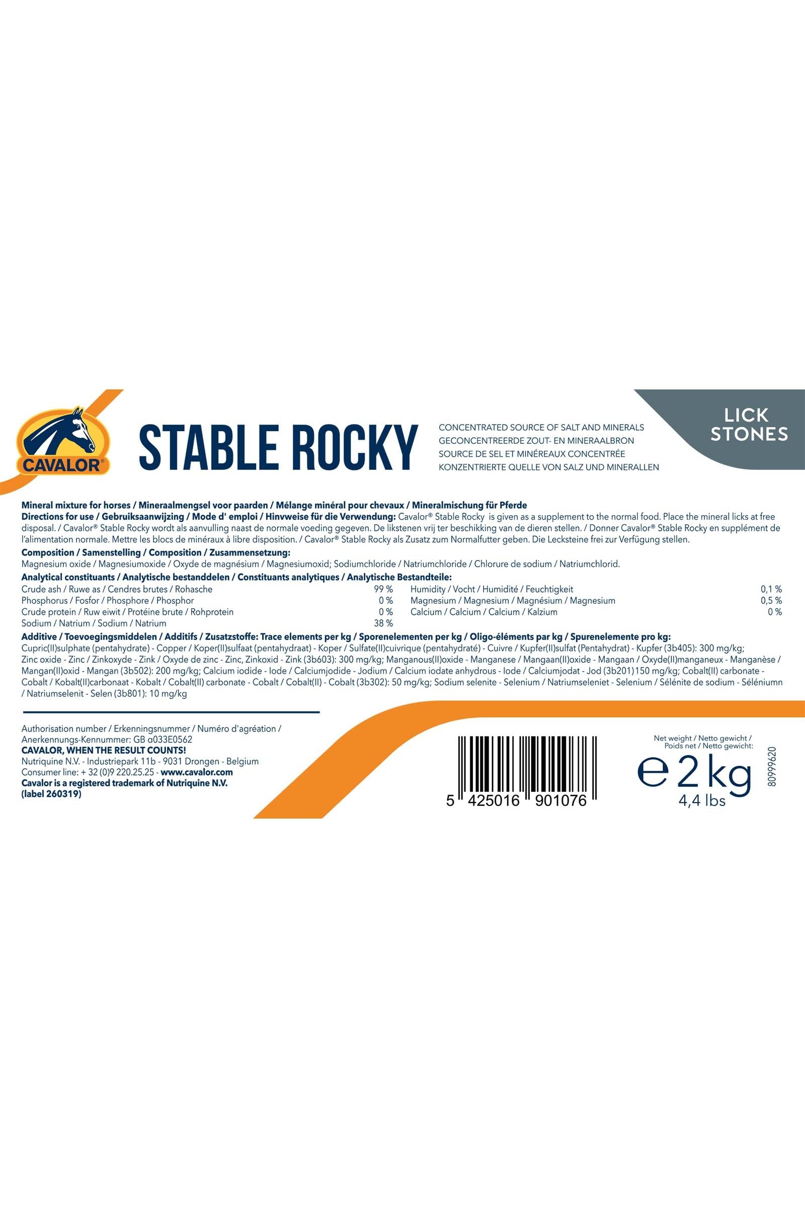 Cavalor Stable Rocky, Salt Lick, 10x2kg Horse Feed & Nutrition