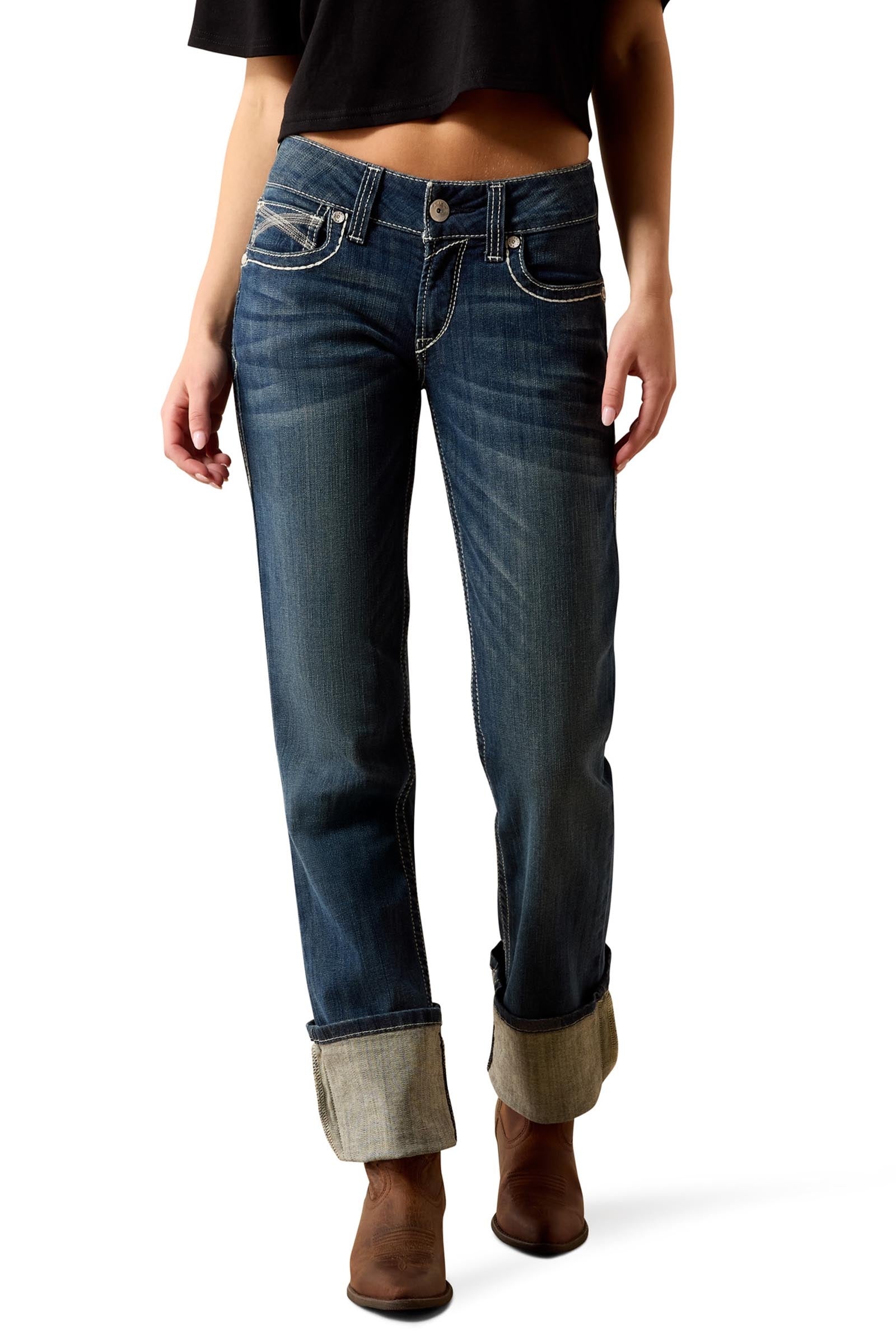 Ariat R.E.A.L. Mid Rise Stretch Ivy Stackable Straight Leg Jean droit stretch femme taille mi-haute Womens Breeches