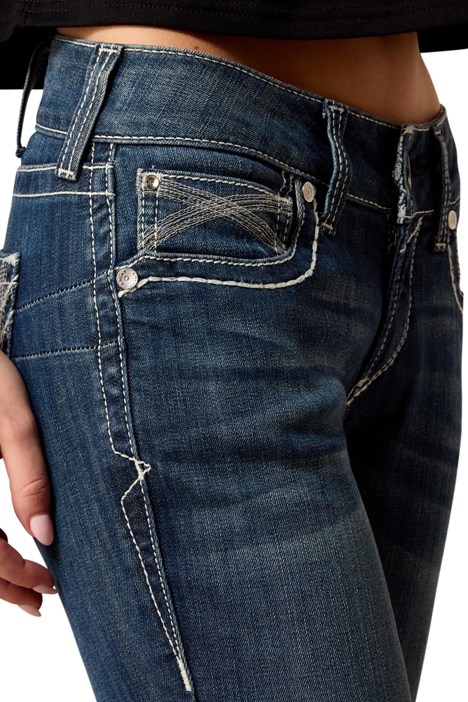 Ariat R.E.A.L. Mid Rise Stretch Ivy Stackable Straight Leg Women's Jeans Womens Breeches
