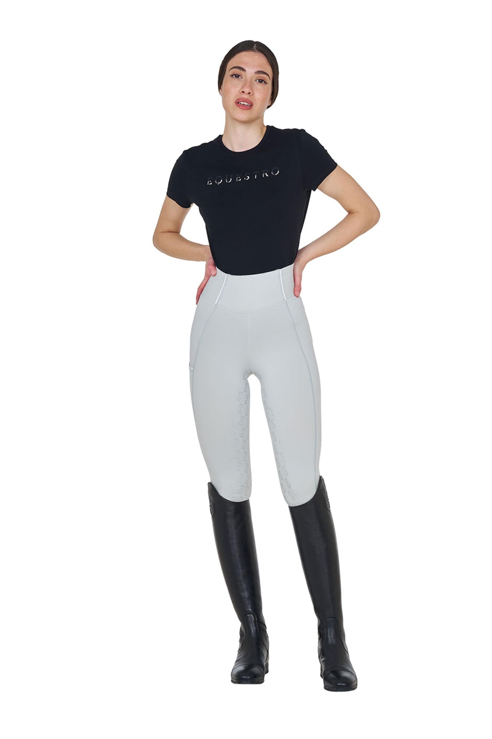 Equestro SS2026 Women's High Waisted Slim Fit Riding Leggings W. Fullgrip Womens Breeches