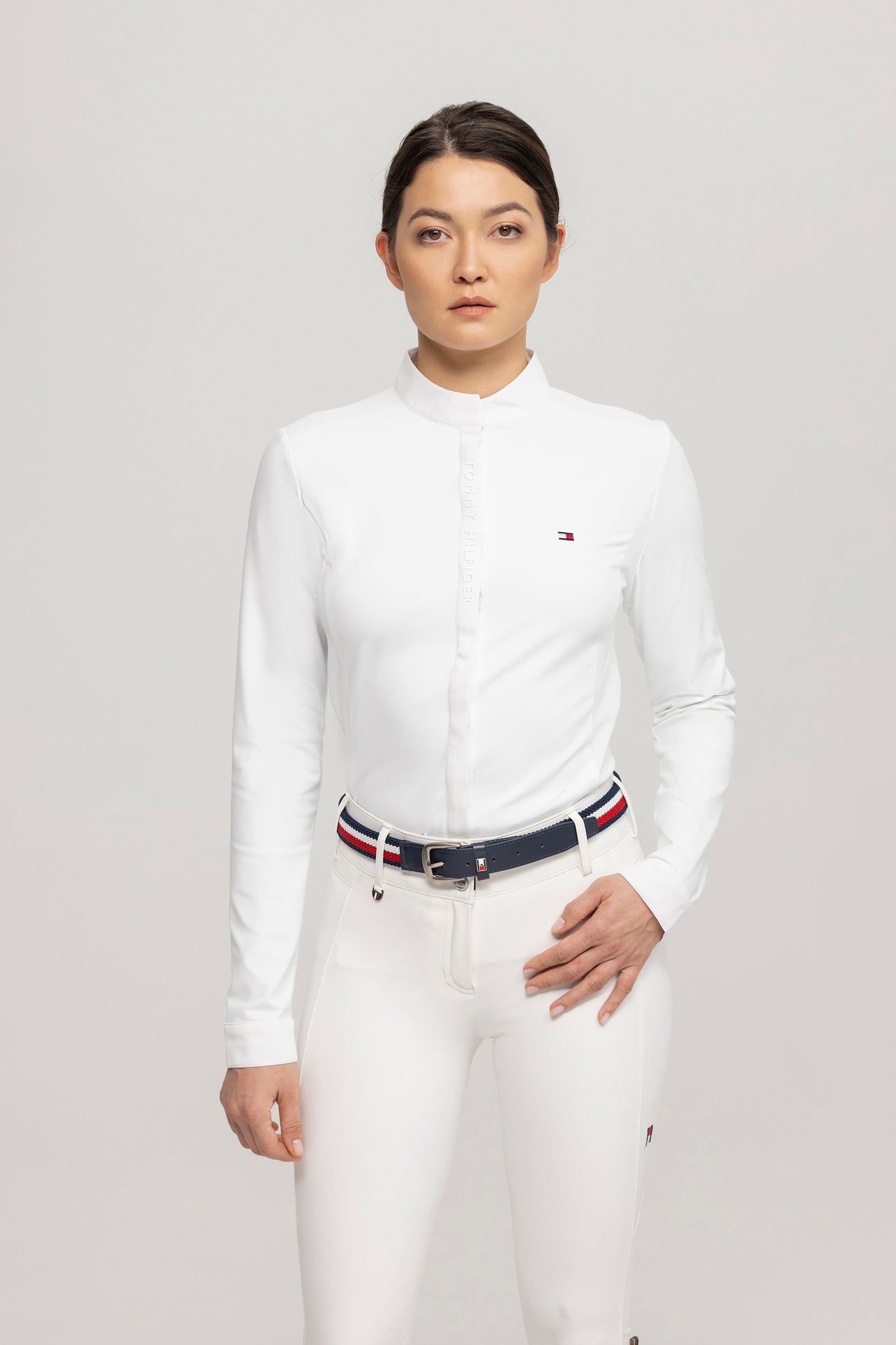 Tommy Hilfiger Equestrian Chemise de concours femme Charlotte avec boutons Vêtements d'équitation femme