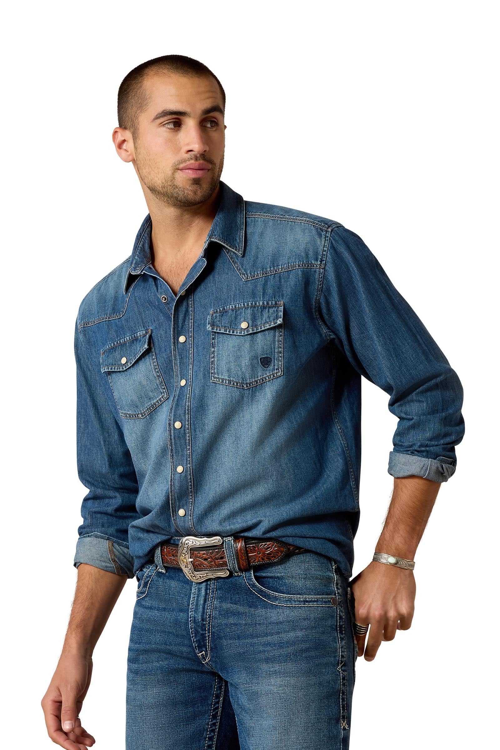 Ariat Mens Denim Retro Fit Shirt Mens Riding Clothing