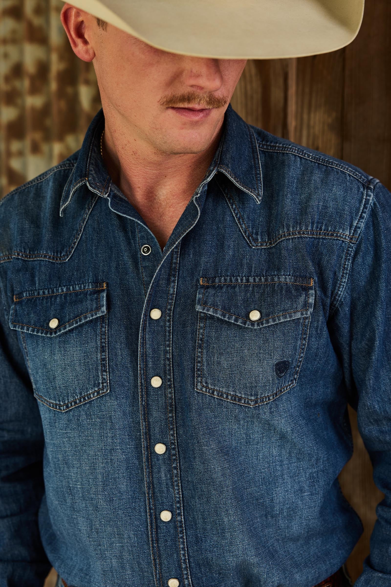 Ariat Mens Denim Retro Fit Shirt Mens Riding Clothing