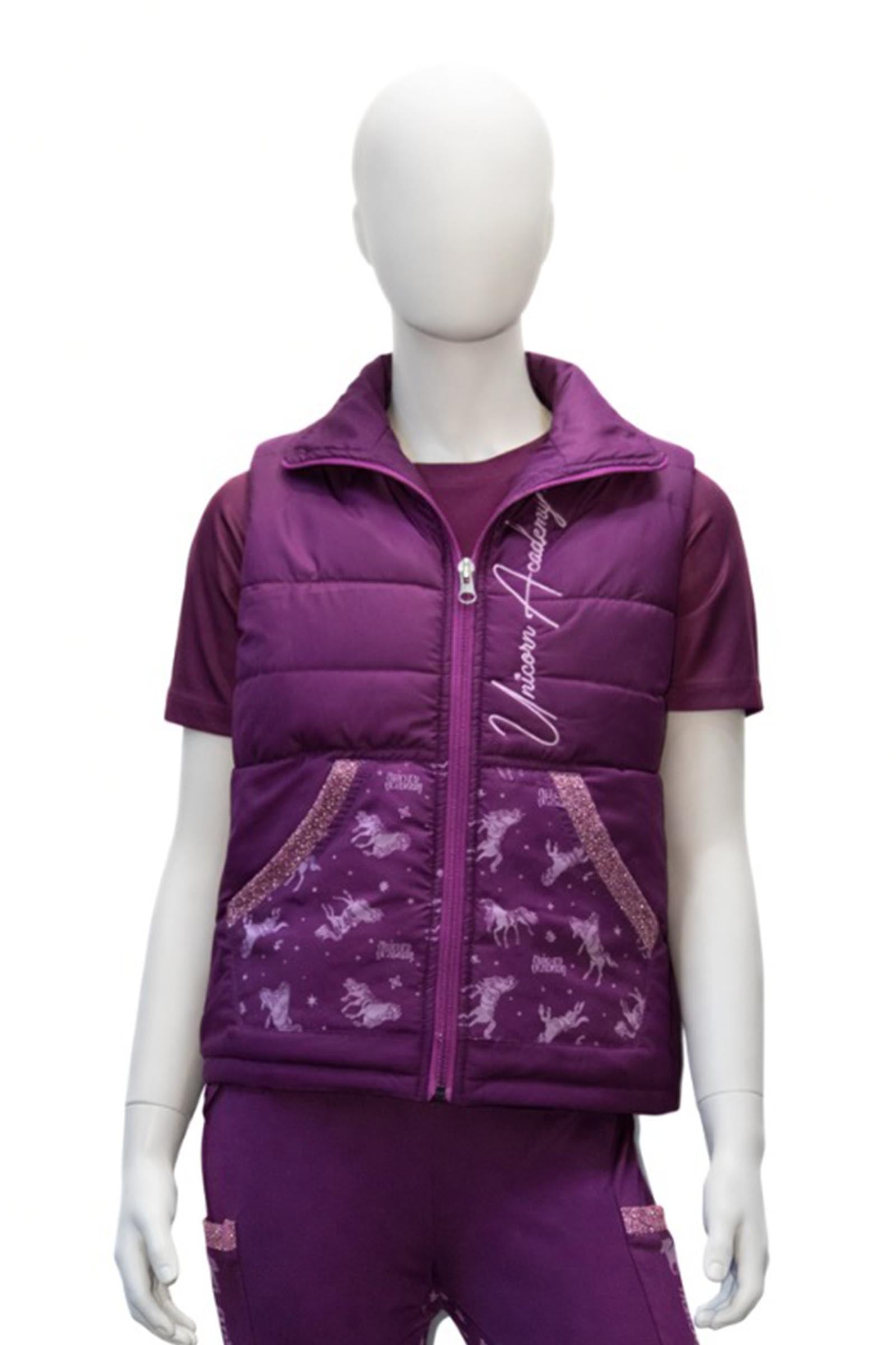 Kavalkade Unicorn Academy gilet léger rembourré avec paillettes pour enfant Vêtements d'équitation enfant