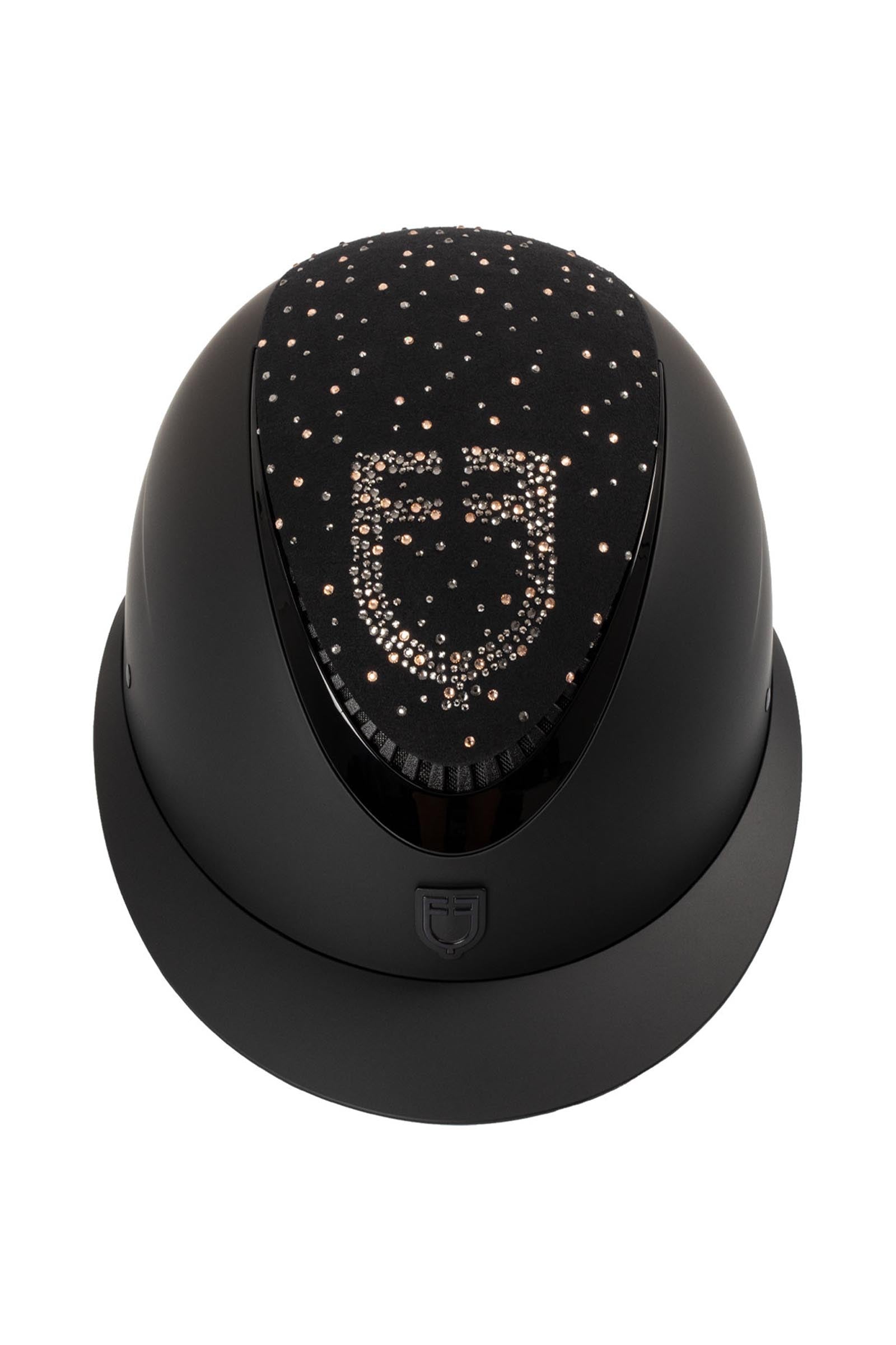 Equestro Matt Helmet With Wide Visor and Rhinestone Logo Homologation En 1384-2023 Safety Equipment