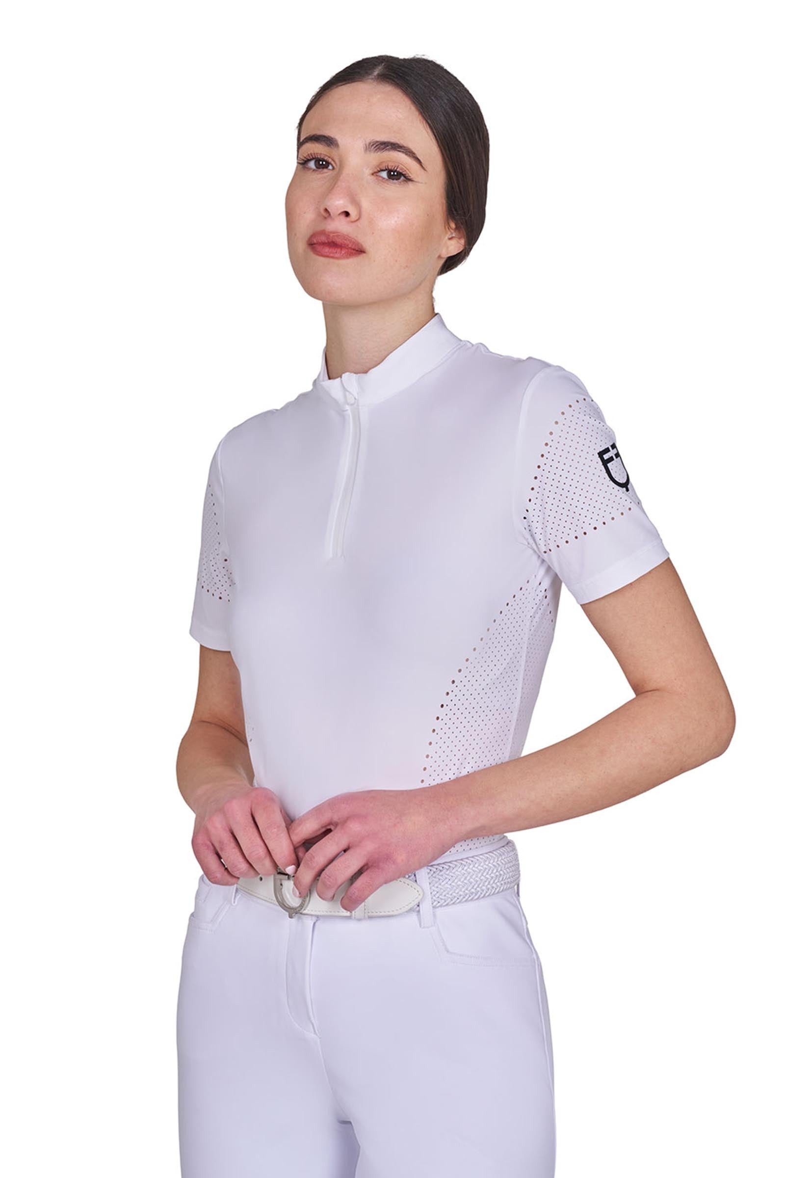 Equestro SS2026 Women's Perforated Training Polo Shirt SS ZIP Women’s Riding Clothing