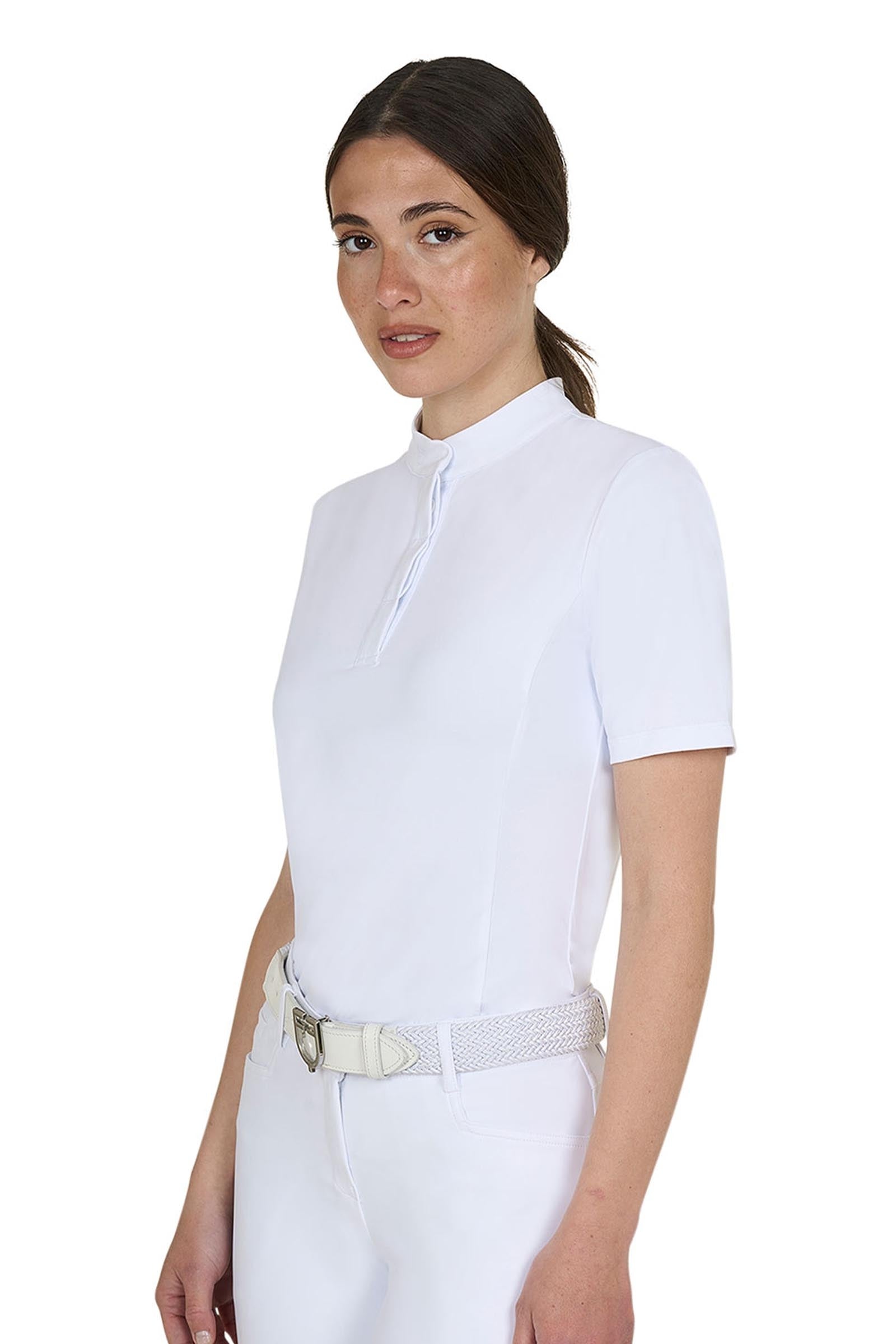 Equestro SS2026 Women's Basic Competition Polo Shirt SS Buttons Vêtements d'équitation femme
