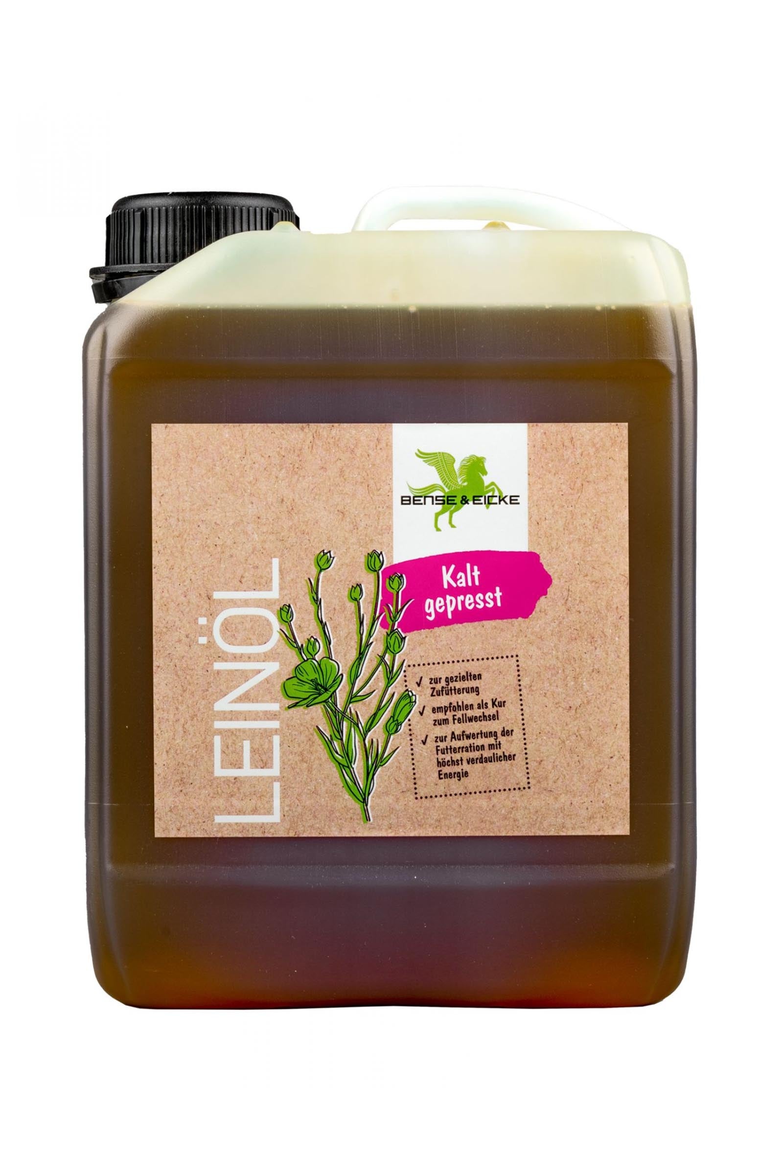 Bense & Eicke Huile de lin pressée à froid, 5 l Horse Feed & Nutrition