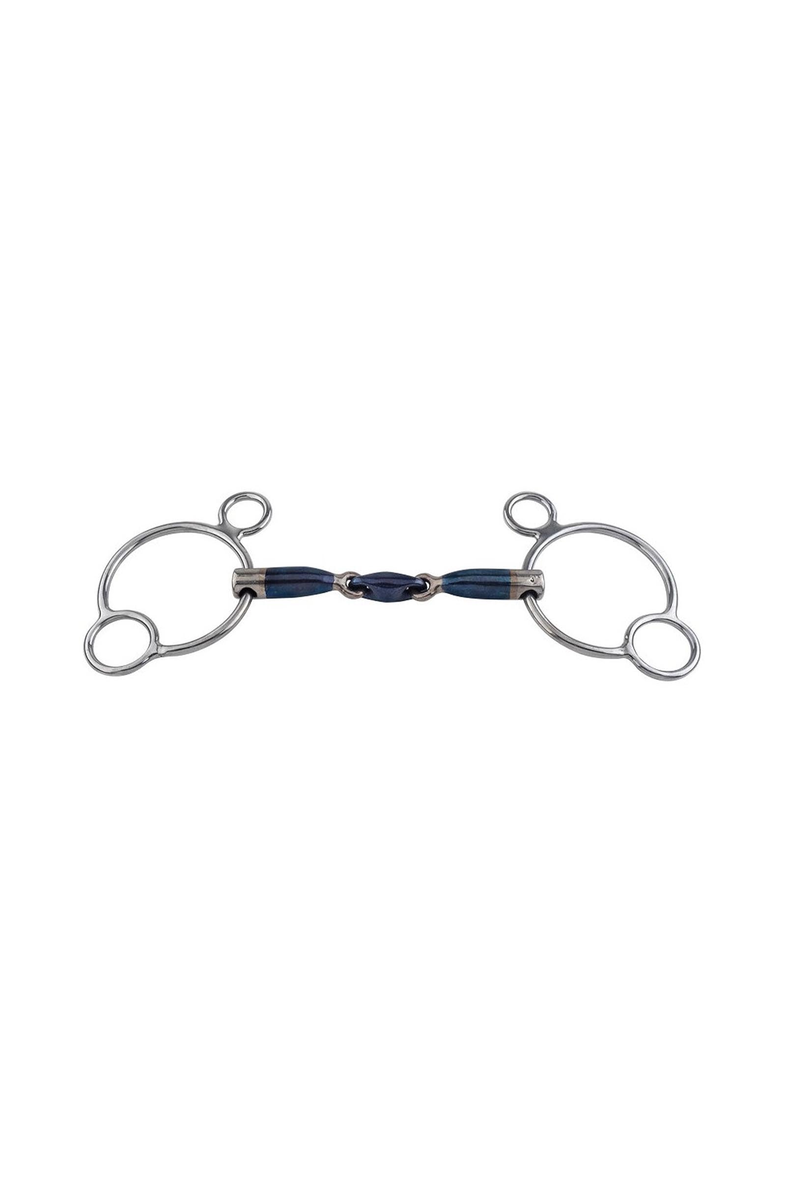 Trust Equestrian Mors Acier Doux Bleu Salivant Anneaux 2,5 Pessoa Double Brisure Mors