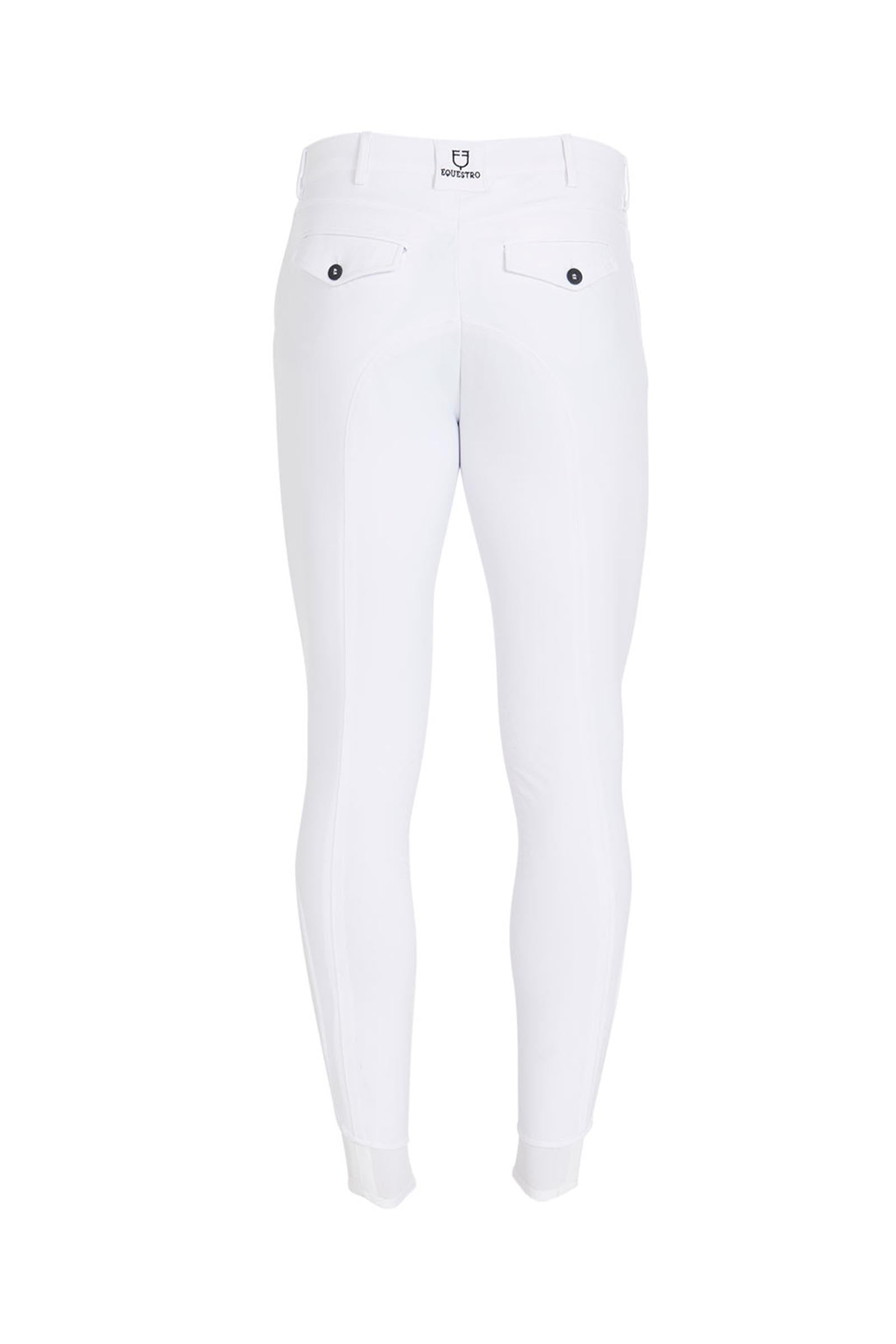 Equestro Men's Slim Fit Knee Grip Breeches With Logo Mens Riding Clothing