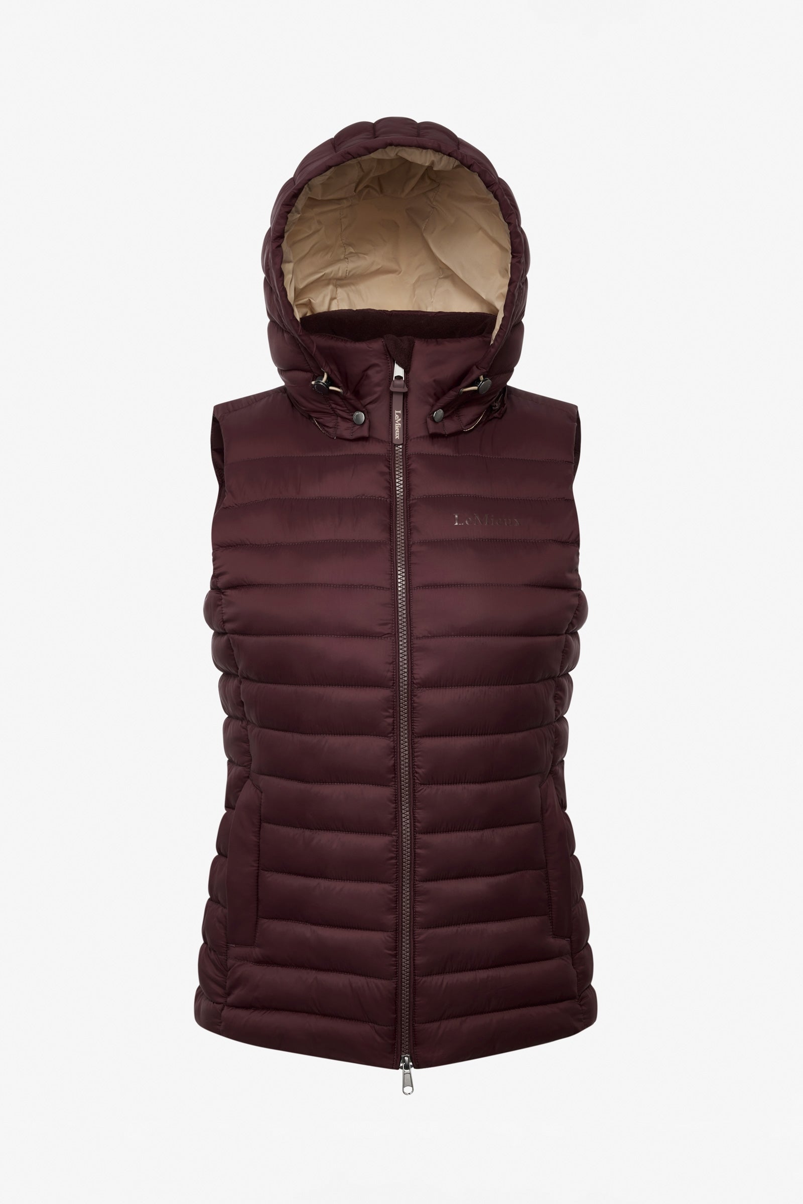 LeMieux Rose gilet sans manches matelassé femme avec capuche Vêtements d'équitation femme