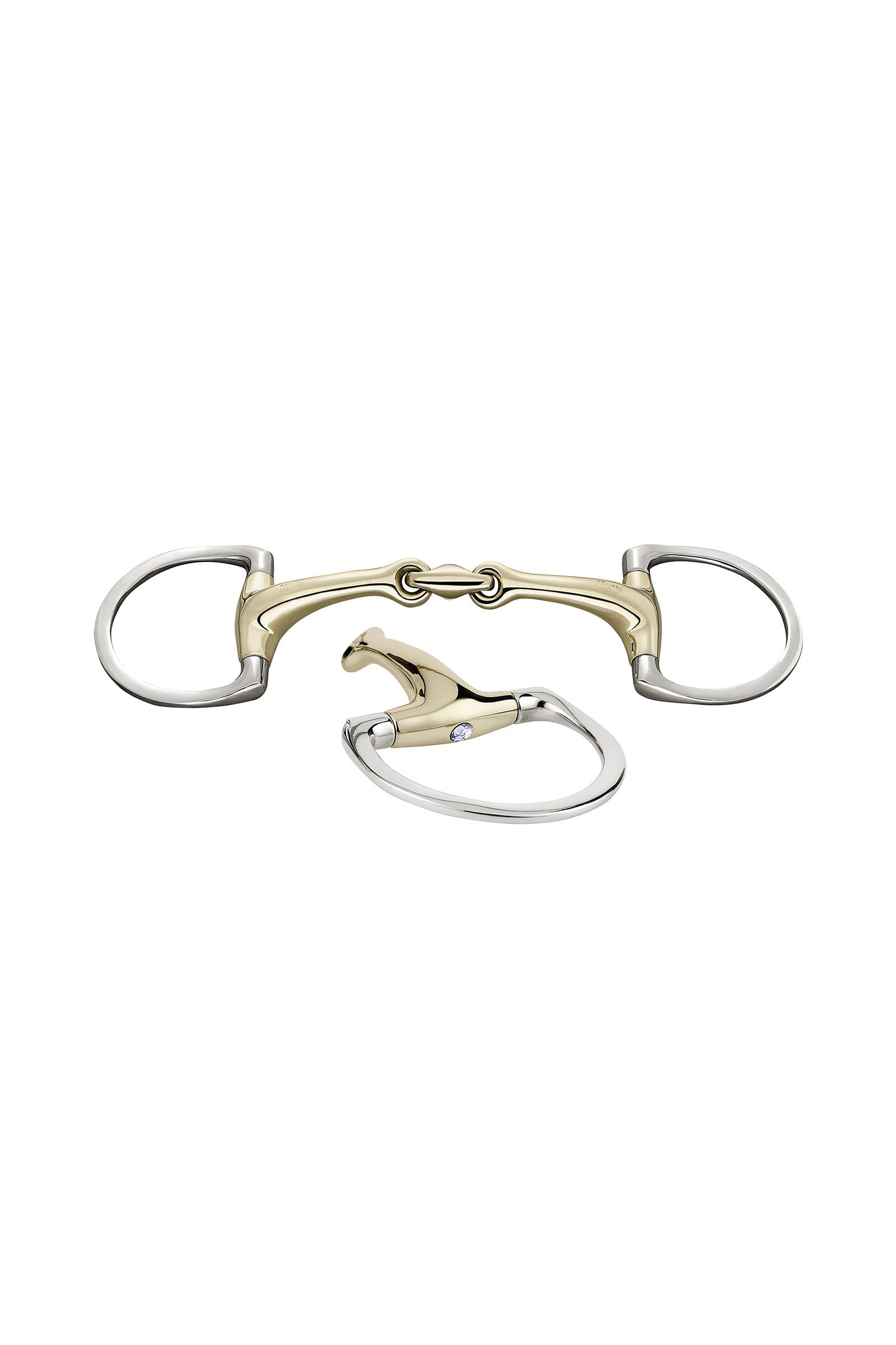 Sprenger Dynamic RS mors olive anneaux D, double brisure, 16 mm, Sensogan, avec cristaux Mors