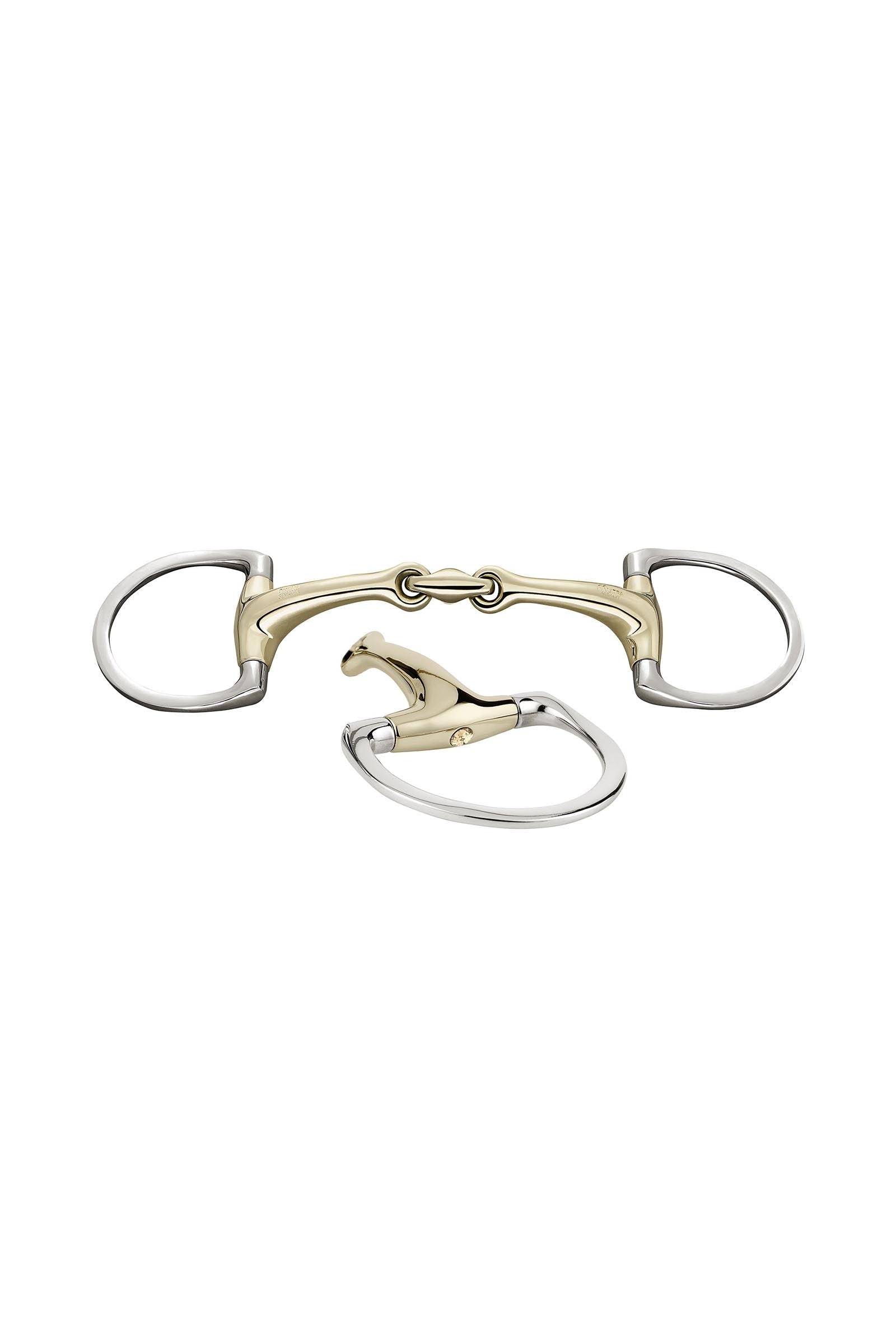 Sprenger Dynamic RS mors olive anneaux D, double brisure, 16 mm, Sensogan, avec cristaux Mors