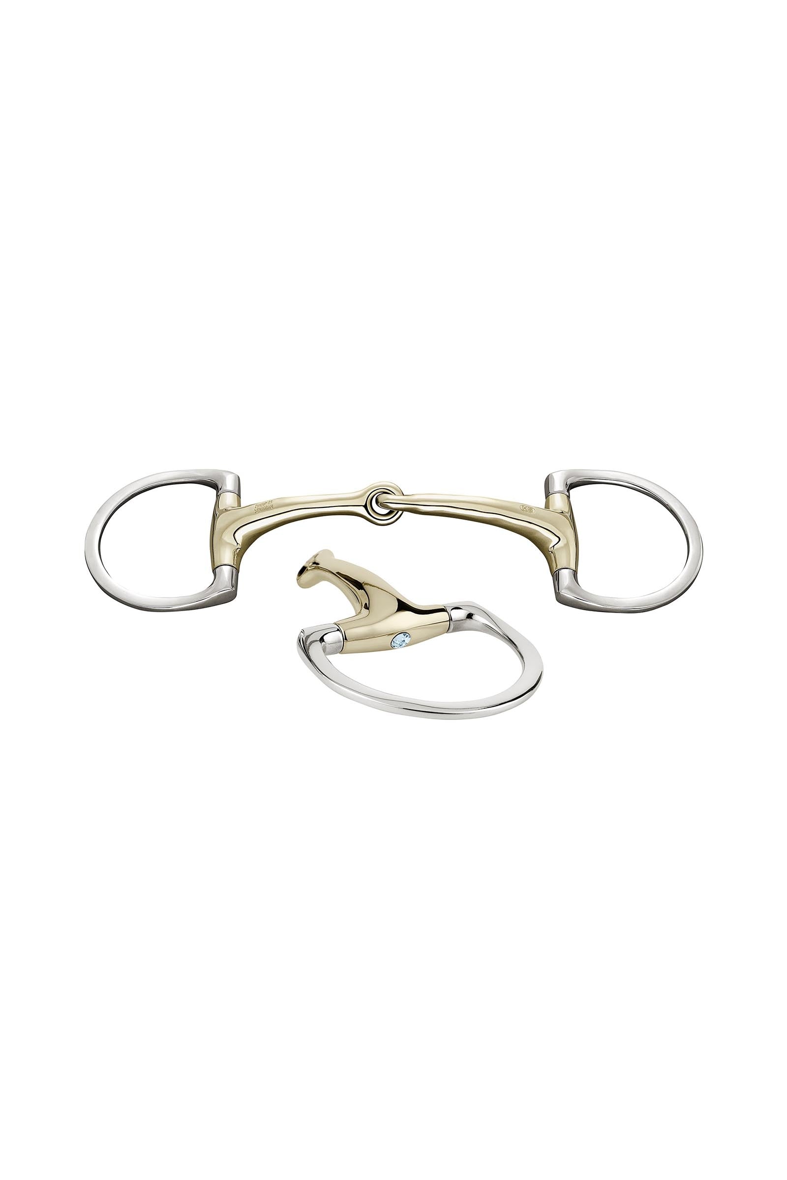 Sprenger Dynamic RS mors olive anneaux D, simple brisure, 16 mm, Sensogan, avec cristaux Mors