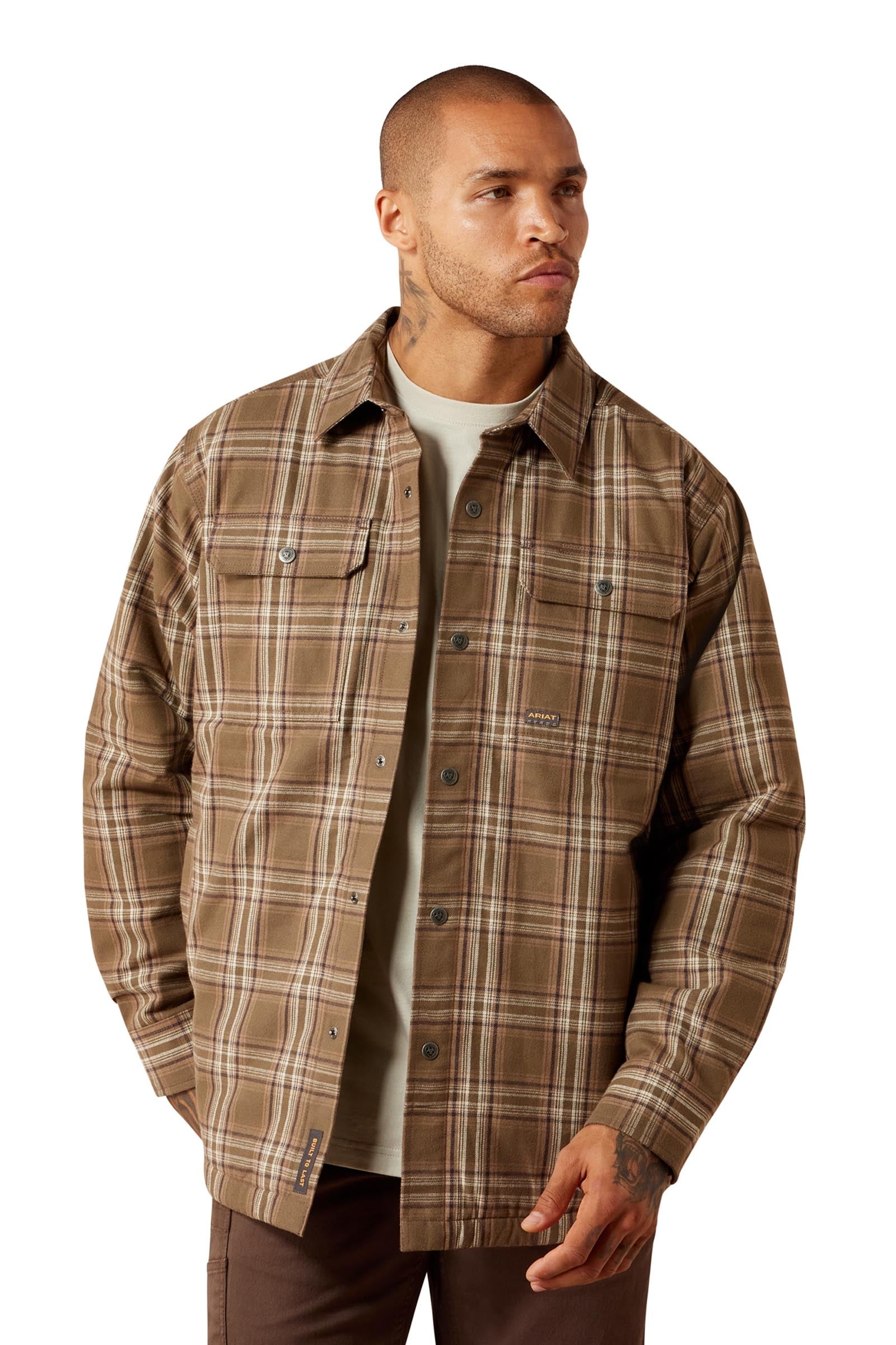 Ariat Mens Rebar Flannel Insulated Shirt Jacket Mens Riding Clothing