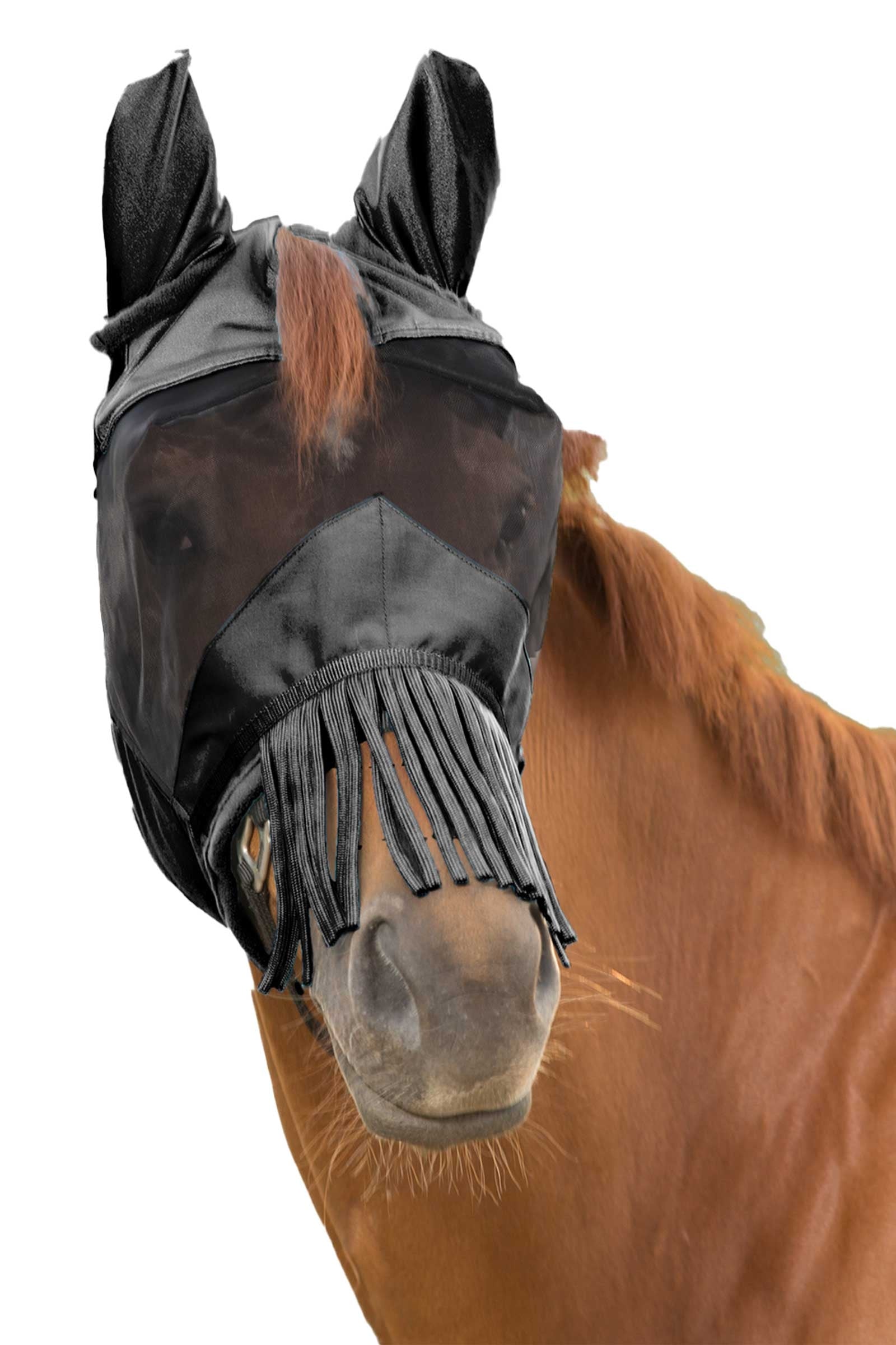 Waldhausen masque anti-mouches avec oreilles et franges au nez Anti-mouches cheval