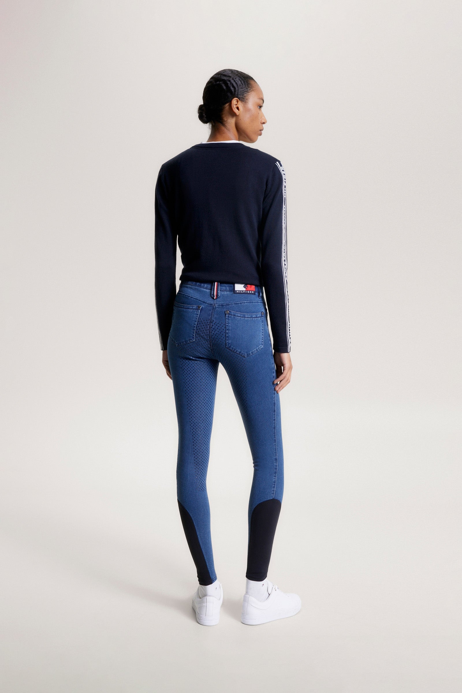 Tommy Hilfiger Equestrian Queens Denim Culottes avec Grip Complet Womens Breeches