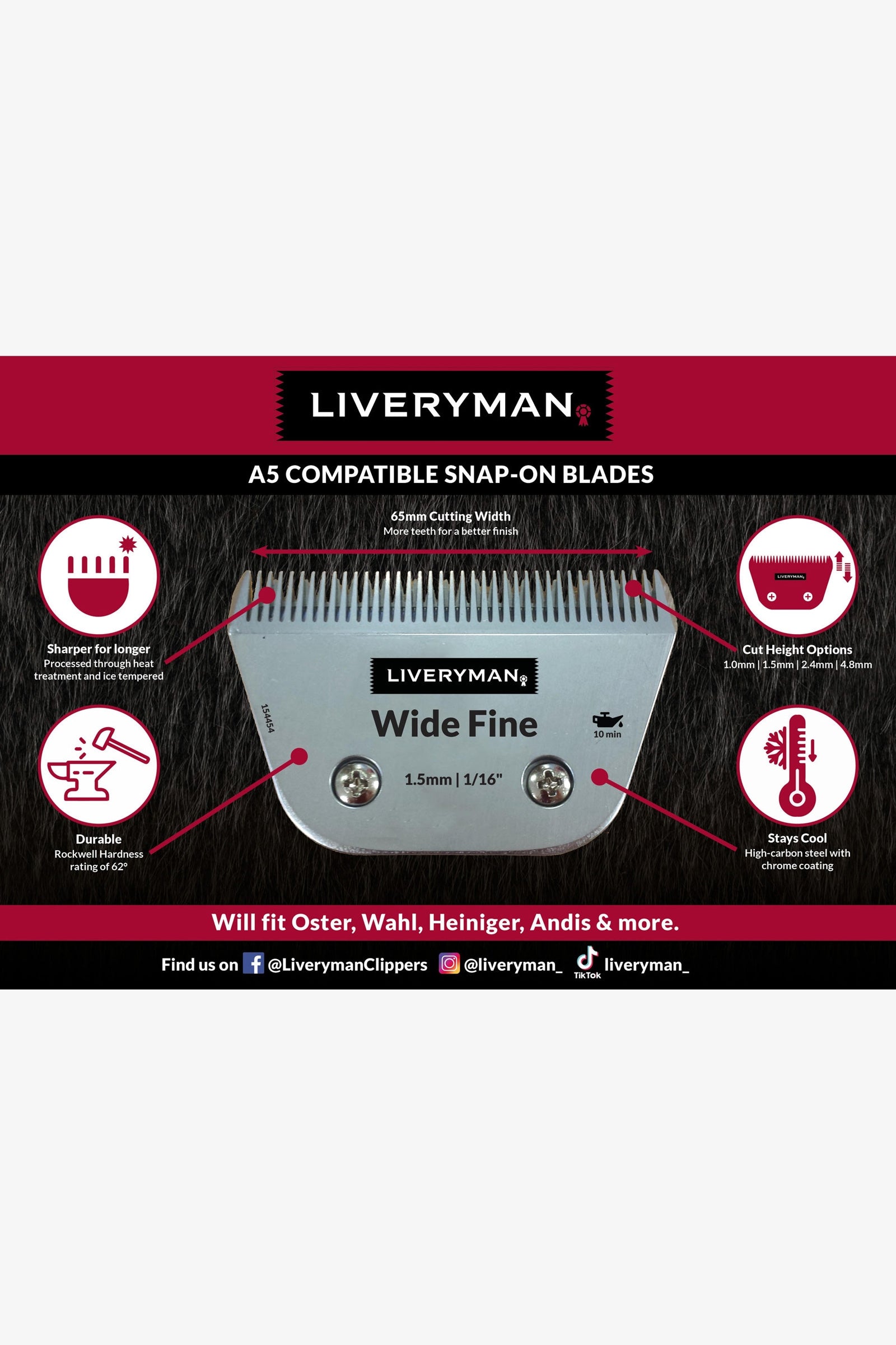 Liveryman A5 Blade Narrow 30, 0.5 mm Horse Clipping & Trimming Tools