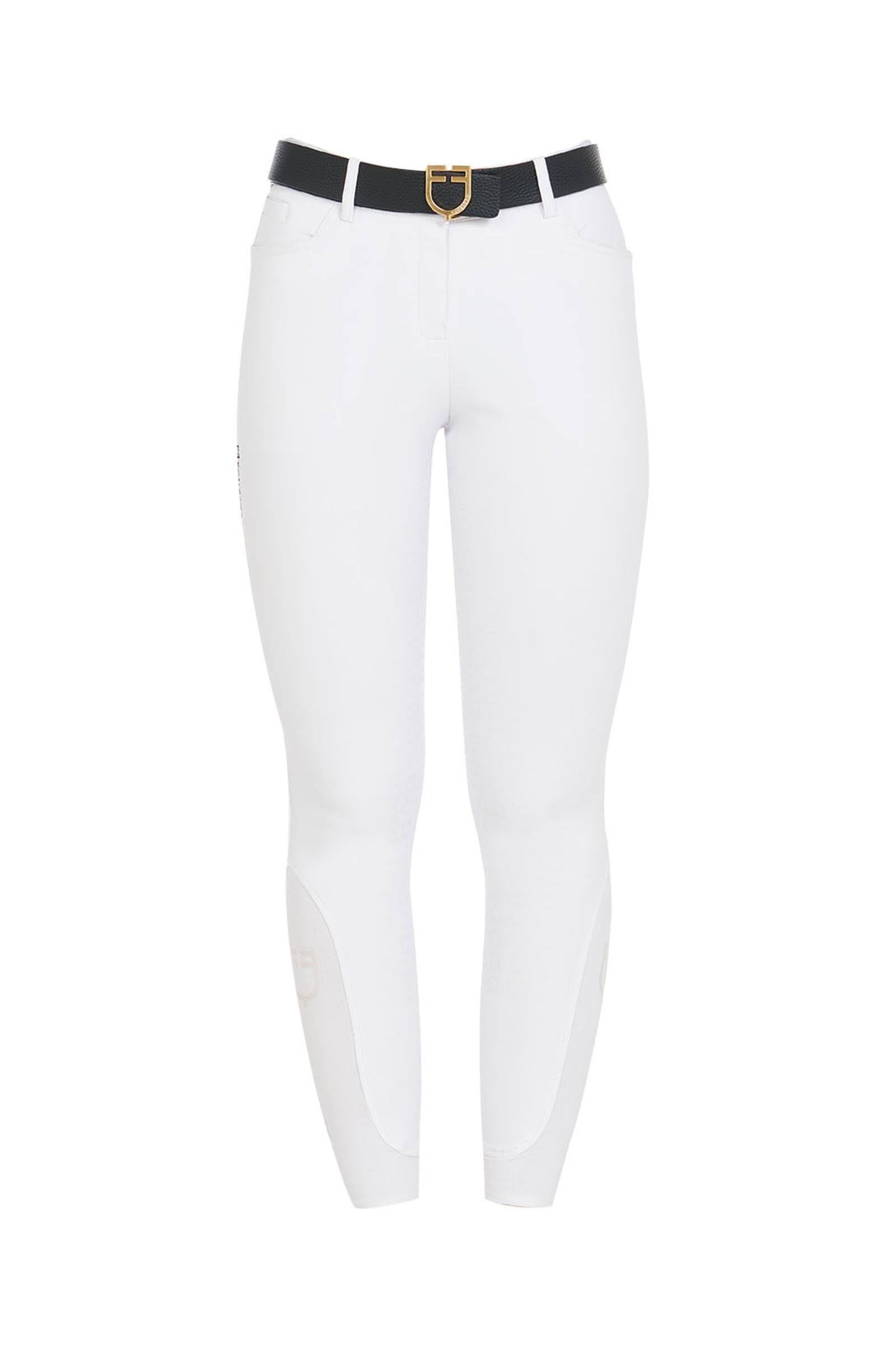 Equestro Women's Slim Fit Knee Grip Breeches With Logo Womens Breeches
