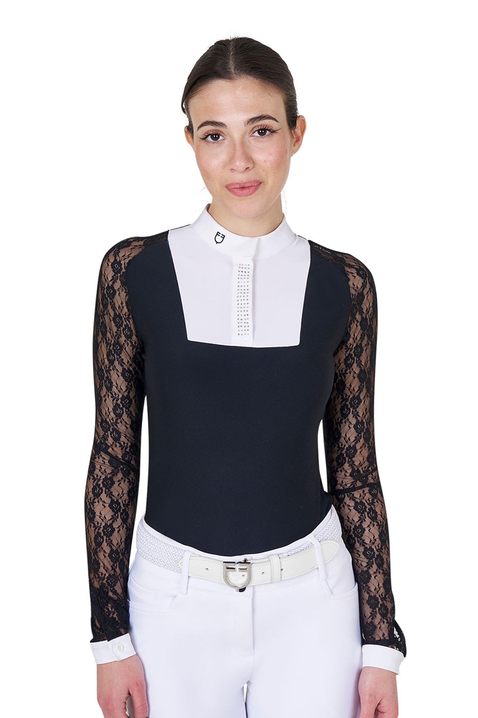 Equestro Women's Lace Long-sleeved Competition Polo Shirt Women’s Riding Clothing